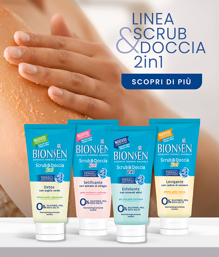 banner con linea scrub & doccia 2in1 Bionsen