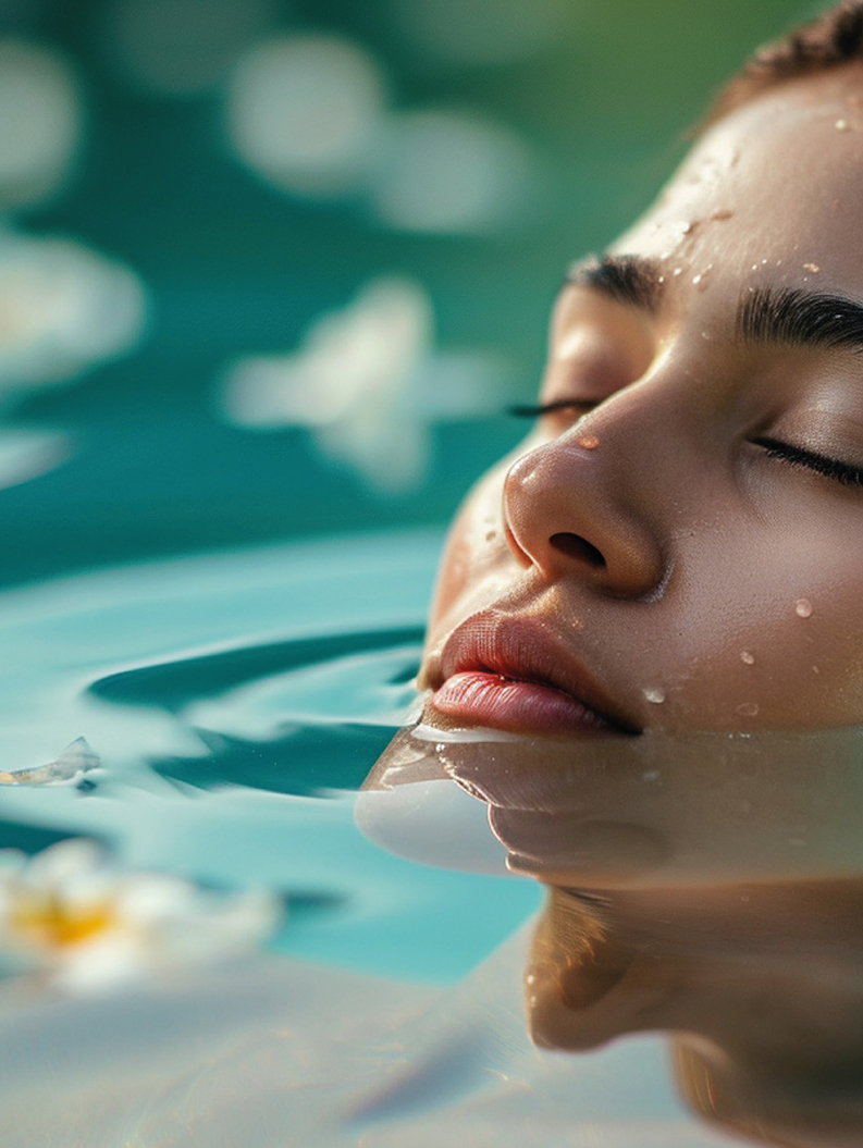 viso ragazza in acqua 